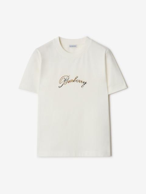 Check Cursive Logo Cotton T-shirt