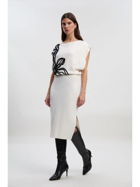 Placed Cornelli Knitted Pencil Midi Dress