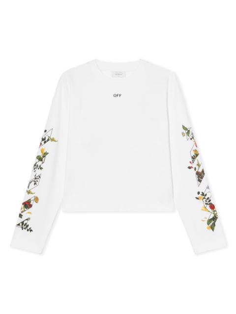 Embroidered Flowers Arrow Long Sleeve T-Shirt