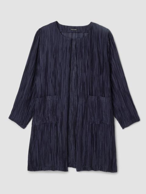 Crinkle Shimmer Round Neck Jacket