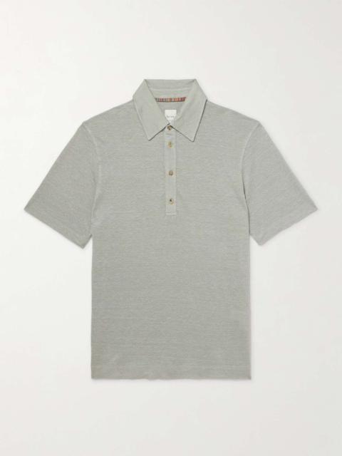 Linen-Piqué Polo Shirt
