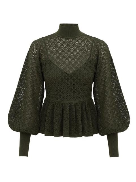LUNA LACE KNIT PEPLUM BLOUSE