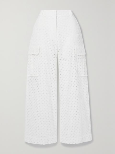 Matchmaker Broderie Anglaise Cotton Wide-leg Pants