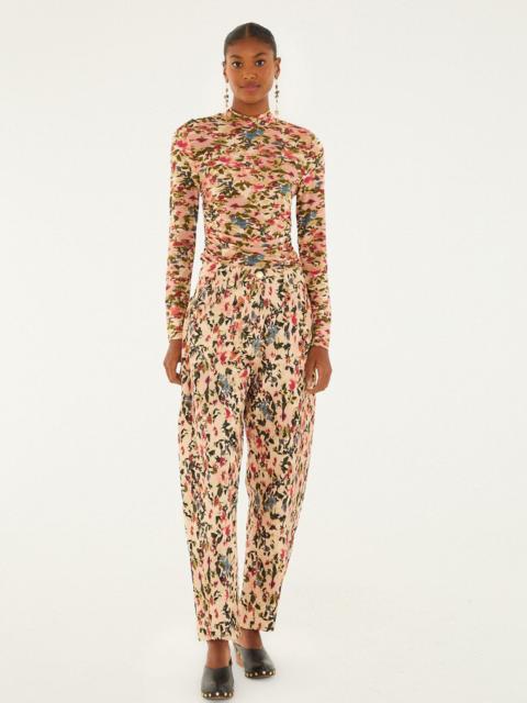 Pink Tiny Flowers Canvas Ballon Pants