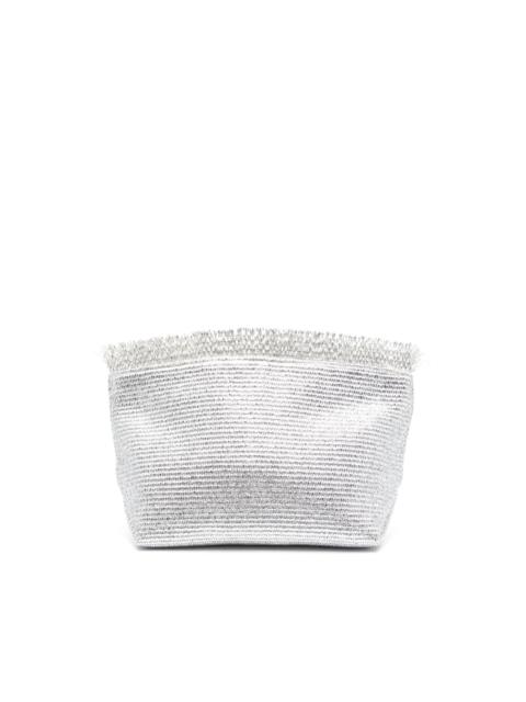 Shanti fringed raffia clutch bag