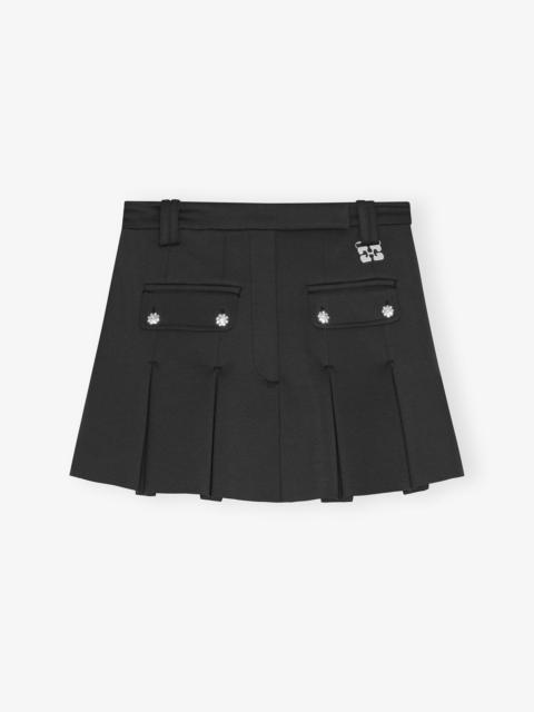 BLACK PLEATED MINI SKIRT