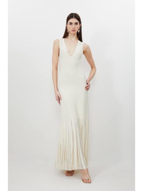 Viscose Blend Sheer Skirt Maxi Knit Dress