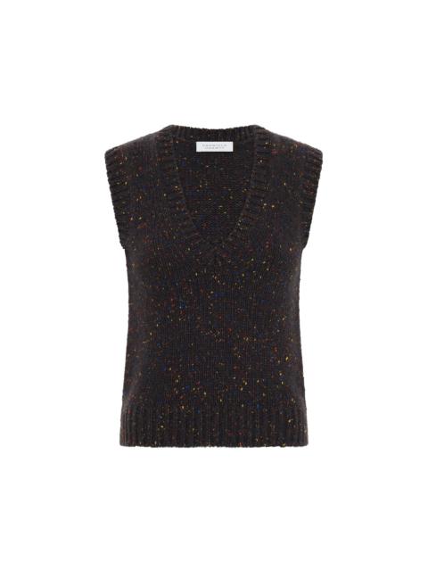 Solomon Knit Vest in Charcoal Multi Speckle Cashmere
