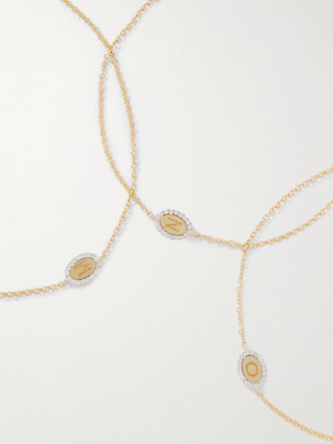 Teeny Marquee 10-karat Gold Diamond Bracelet