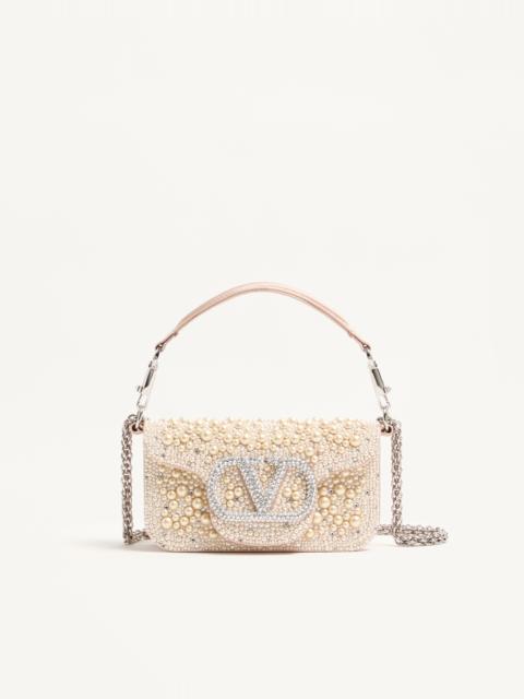 VALENTINO GARAVANI LOCÒ SMALL SHOULDER BAG WITH PEARLS, RHINESTONES AND JEWEL LOGO