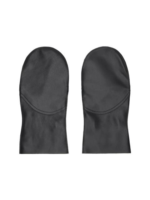 Black Leather Mittens