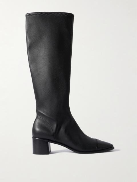 Paneled Leather Knee Boots