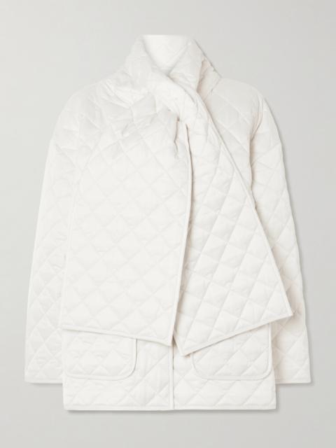 Scarf-detailed Quilted Recycled-shell Jacket
