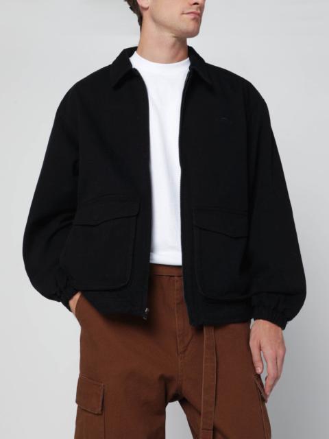 Black zip-up overshirt with logo