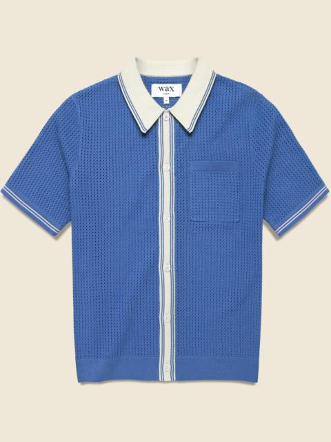 Pointelle Belle Shirt - Blue/Ecru