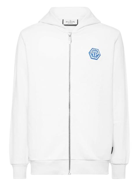 logo-print zip-up hoodie