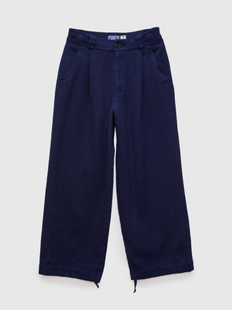 Light Sashiko Wide Tucked Trousers in Pure Indigo
