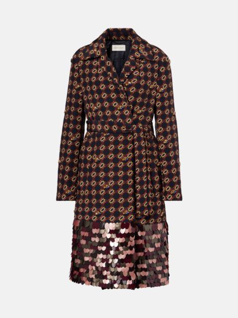 Sequined silk wrap coat