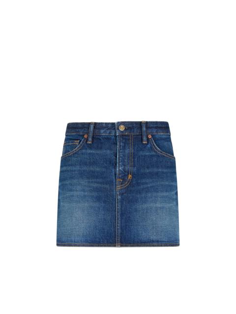 STONE WASHED DENIM MINI SKIRT