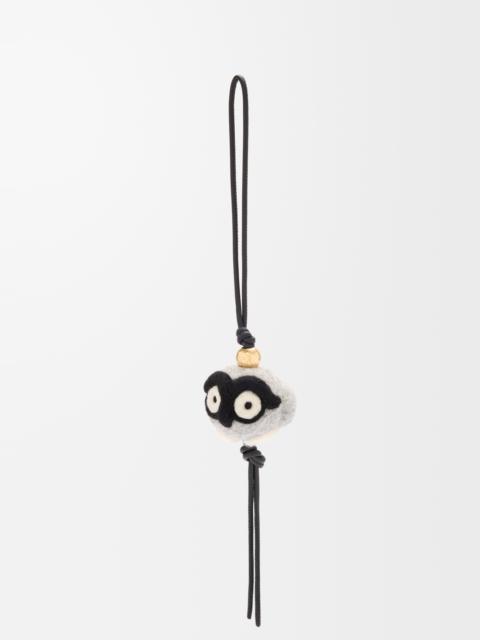 Owl charm in felt and calfskin