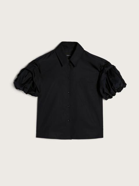 Cropped Bow Puff Sleeve Shirt