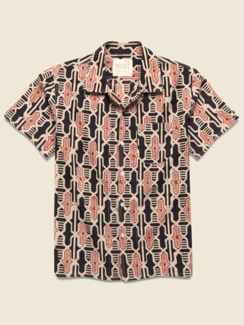 Geo Tile Block Print Shirt - Black