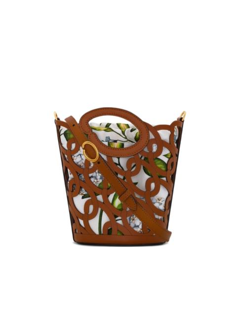 cutout leather bucket bag