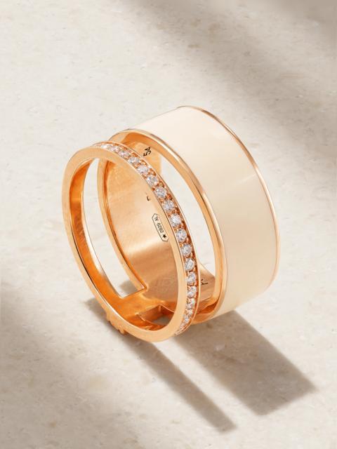 Berbere 18-karat Rose Gold, Lacquer And Diamond Ring