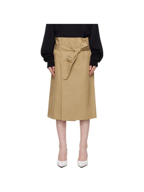 Beige Deconstructed Midi Skirt