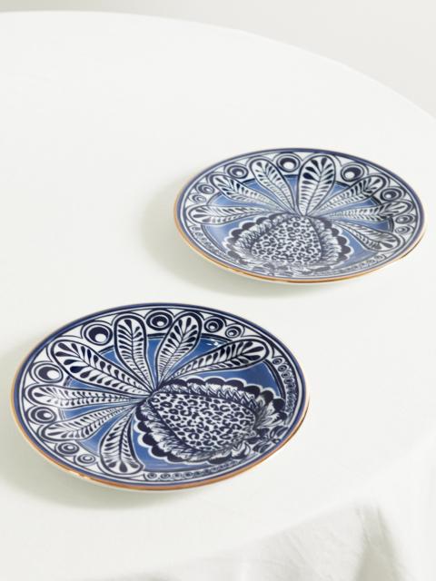Set Of Two Gold-plated Porcelain Dessert Plates