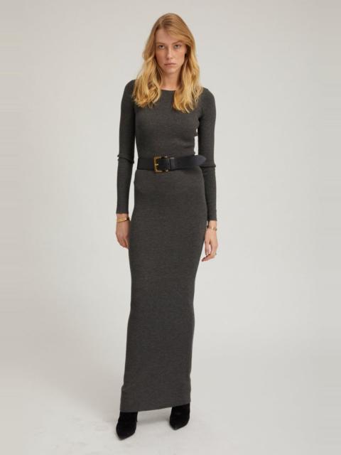 GREY CASHMERE CREWNECK MAXI DRESS