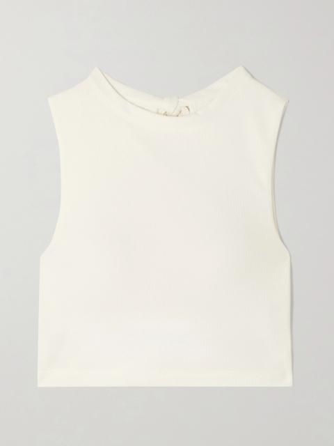 Victoria Cutout Stretch-seersucker Tennis Top