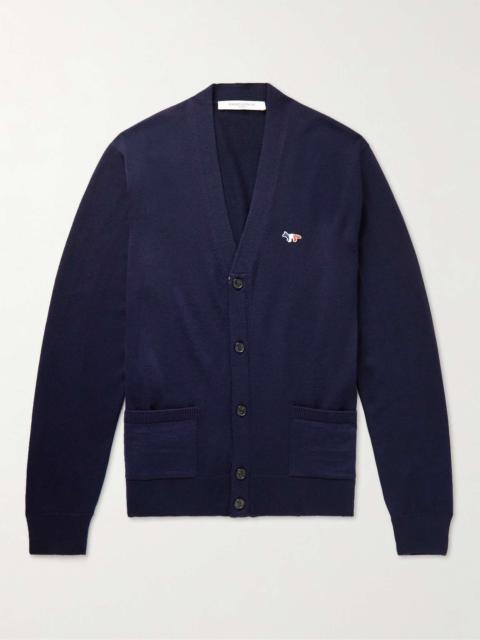 Slim-Fit Logo-Appliquéd Wool Cardigan