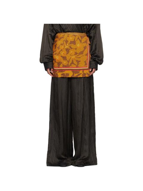 Orange Printed Wrap Miniskirt