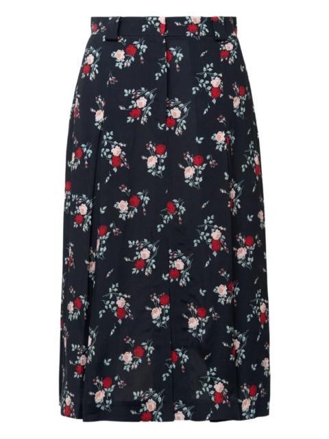floral-print pleated skirt