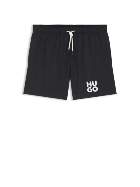 QUICK-DRY SWIM SHORTS WITH PRINTED STACKED LOGO