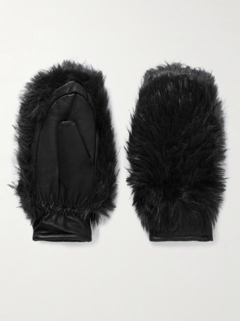 Hill Plush-trimmed Padded Leather Ski Gloves