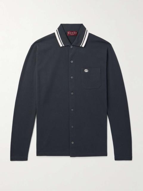 Logo-Embroidered Cotton-Blend Piqué Polo Shirt
