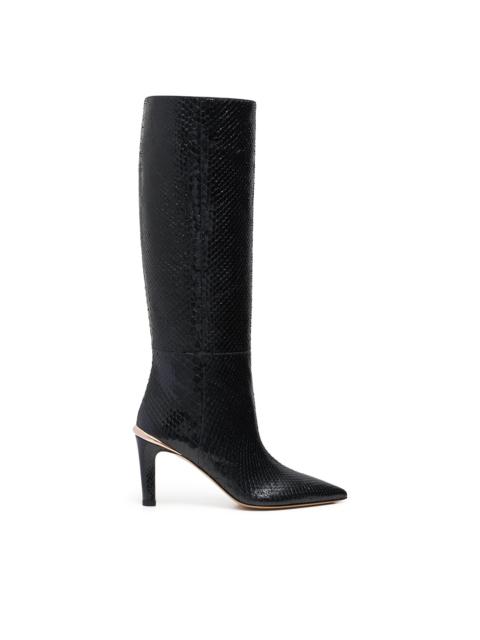 Aura Tall Boot in Black Snakeskin