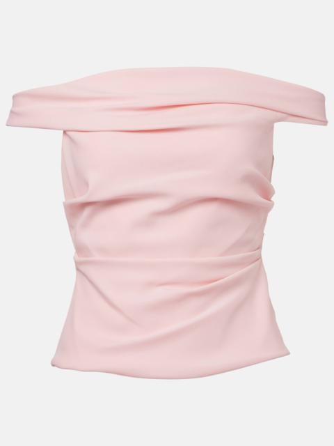 Draped off-shoulder crêpe corset