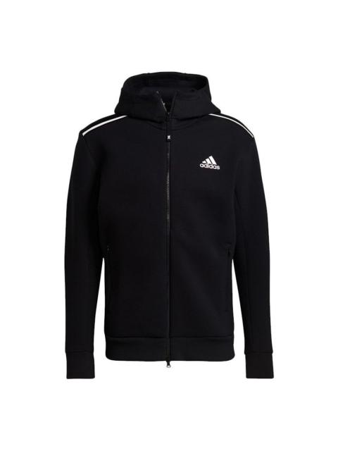 adidas M Zne Hood Logo Printing Sports Hooded Jacket Black GT9780