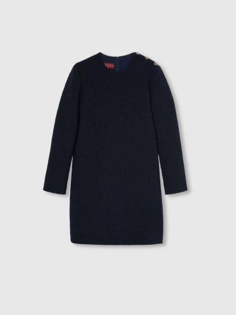 Checked bouclé wool dress