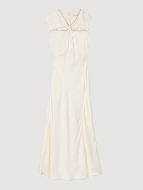 SATIN MAXI DRESS WITH RHINESTONES