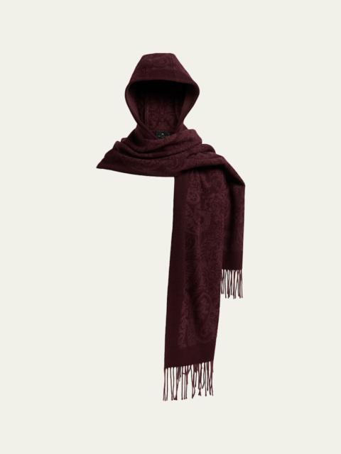 Hooded Paisley Wool Scarf