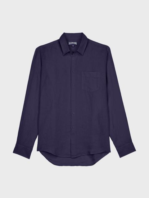 MEN LINEN AND COTTON SHIRT SOLID