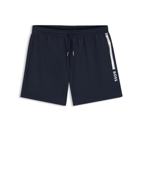 SWIM SHORTS WITH FOIL-PRINTED LOGO AND STRIPE