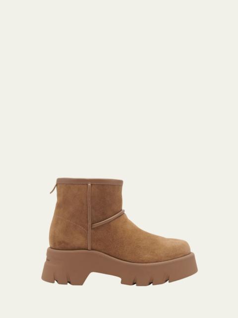 Lug-Sole Suede Shearling-Lined Booties