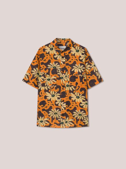 KITH - Cotton-linen floral polo - Orange