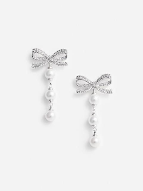 Bow Tiered Pearl Earrings