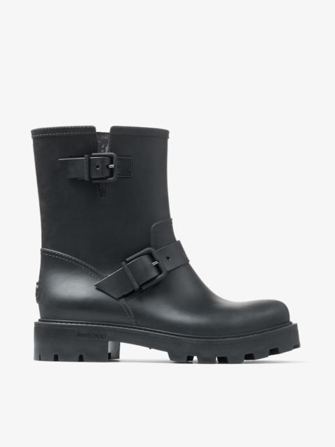 JIMMY CHOO Yael Flat Black Biodegradable Rubber Rain Boots